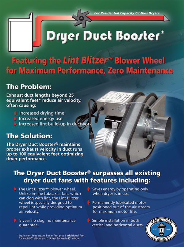 Tjernlund LB2 Duct Booster Fan for Dryer Lint